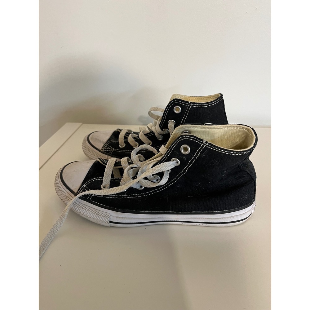 Converse Chuck Taylor All Star High Top Black Canvas Kids Sneakers 3J231 Size 3Y - Picture 2 of 3